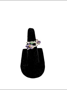 Sterling Silver Floral Iris Enamel Purple Flower Earrings - Women Jewelry